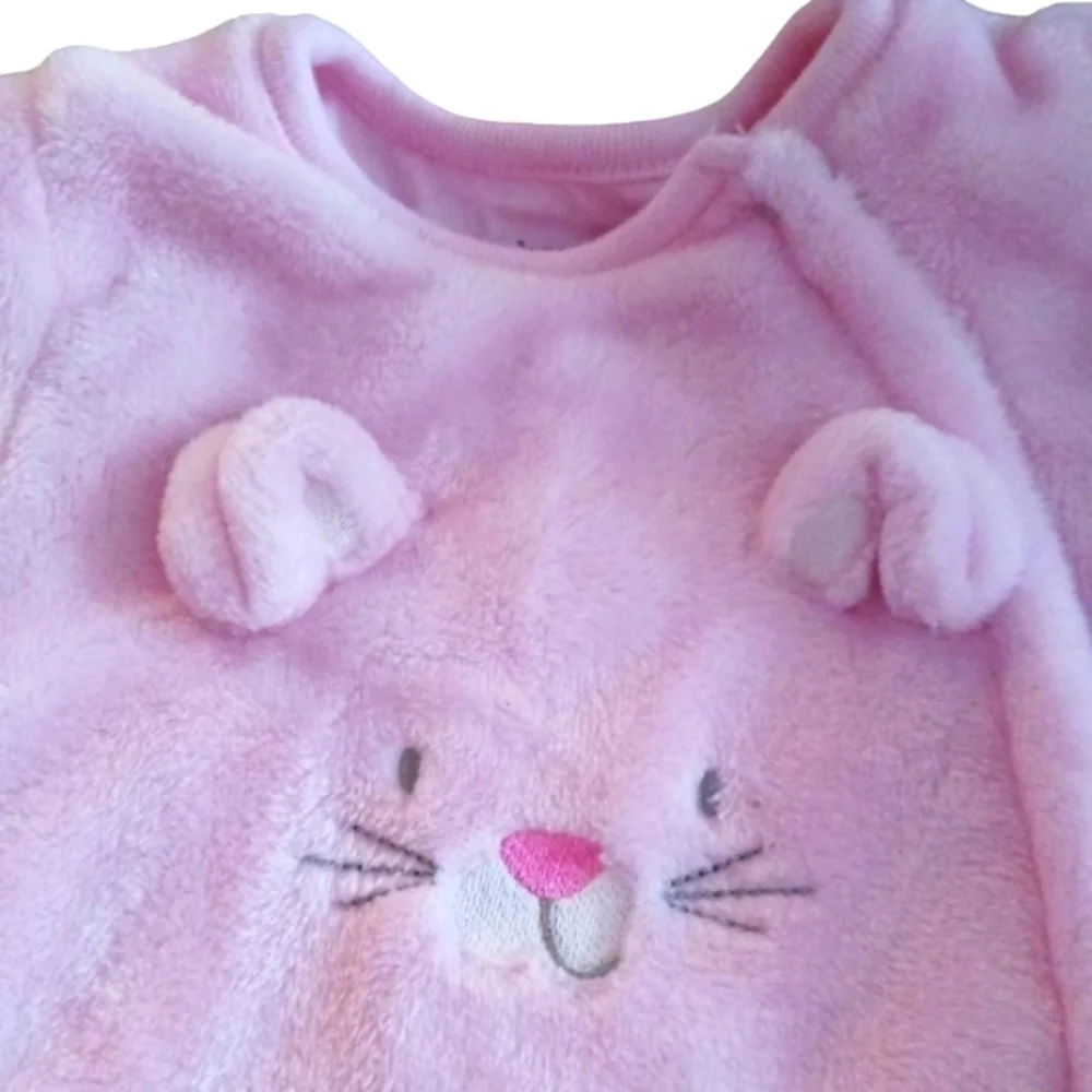 Absorba Super Soft Pink Velour Zippered Footed Onesie